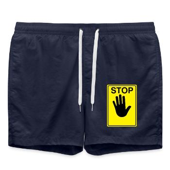 Logo du panneau d’arrêt - Short de bain - bleu marine - Devant - AI Model Male 185 light (185cm)