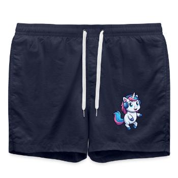 Licorne Funny Cartoon Character Casque Musique - Short de bain - bleu marine - Devant - AI Model Male 185 light (185cm)