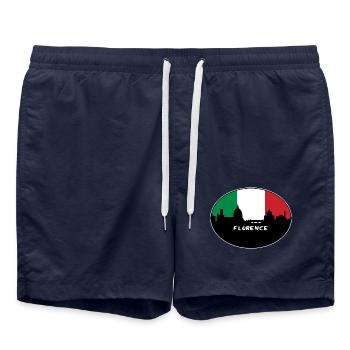 Florenz Italien Flagge Skyline Reise Souvenir - Badeshorts - French Navy - Vorne - AI Model Male 185 light (185cm)