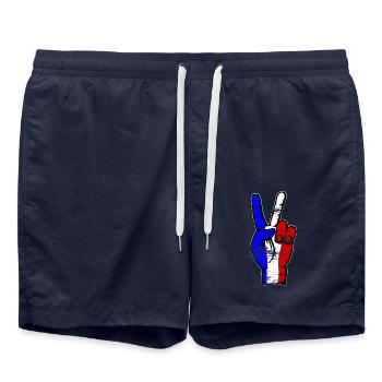 Frankreich Flagge Frieden Victory Symbol used - Badeshorts - French Navy - Vorne - AI Model Male 185 light (185cm)