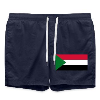 Sudan – Flaggenwappen, dreieckiges Emblem - Badeshorts - French Navy - Vorne - AI Model Male 185 light (185cm)