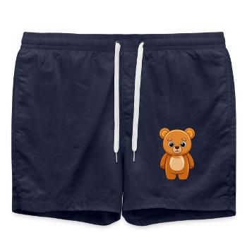 Bär Niedliche Maskottchen Zeichentrickfigur Kawaii - Badeshorts - French Navy - Vorne - AI Model Male 185 light (185cm)