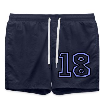 18. 18 JAHRE ALT. 18-JÄHRIGES JUBILÄUM. GEBURTSTAG 18 JAHRE. - Badeshorts - French Navy - Vorne - AI Model Male 185 light (185cm)