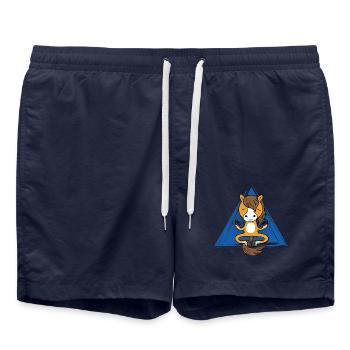 Meditierendes Pferd - Yoga Pony im Lotussitz - Badeshorts - French Navy - Vorne - AI Model Male 185 light (185cm)