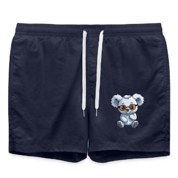 Koala trägt Brille Karikatur Kawaii Illustration - Badeshorts - French Navy - Vorne - AI Model Male 185 light (185cm)