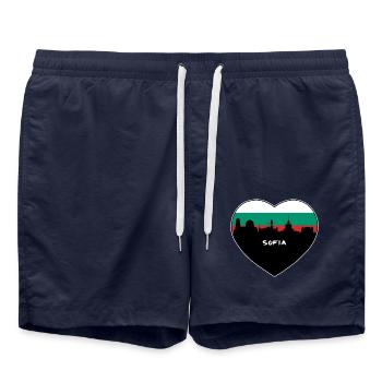 Sofia Bulgarien Flagge Skyline Reise Souvenir - Badeshorts - French Navy - Vorne - AI Model Male 185 light (185cm)