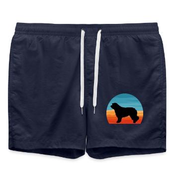 Katalanische Schäferhund Hund Liebhaber Silhouette Retro Sonnenuntergang - Badeshorts - French Navy - Vorne - AI Model Male 185 light (185cm)