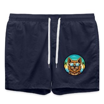 Griffon Bruxellois Hunderasse Cartoon Sonnenbrille - Badeshorts - French Navy - Vorne - AI Model Male 185 light (185cm)