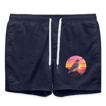 Taube buntes Aquarell Cartoon Kawaii Tier - Badeshorts - French Navy - Vorne - AI Model Male 185 light (185cm)