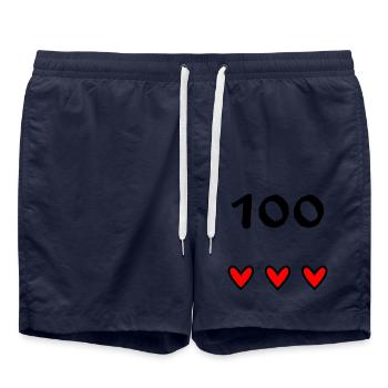 100. 100 JAHRE. 100-JÄHRIGES JUBILÄUM. 100. GEBURTSTAG - Badeshorts - French Navy - Vorne - AI Model Male 185 light (185cm)