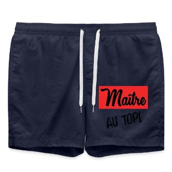 MASTER. MASTER. THANK YOU. THANK YOU MASTER - Swim Trunks - french navy - Front - AI Model Male 185 light (185cm)