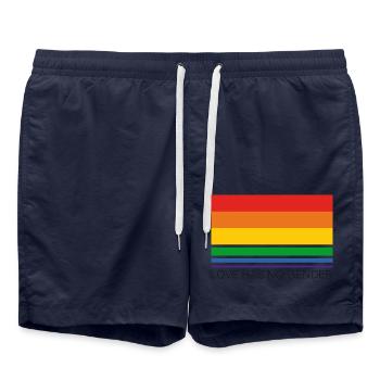 Love Has No Gender - Regenbogen - Badeshorts - French Navy - Vorne - AI Model Male 185 light (185cm)