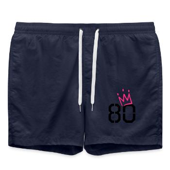 80e anniversaire - 80 couronne - 80 ans - Short de bain - bleu marine - Devant - AI Model Male 185 light (185cm)