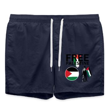 Free Palestine - Badeshorts - French Navy - Vorne - AI Model Male 185 light (185cm)