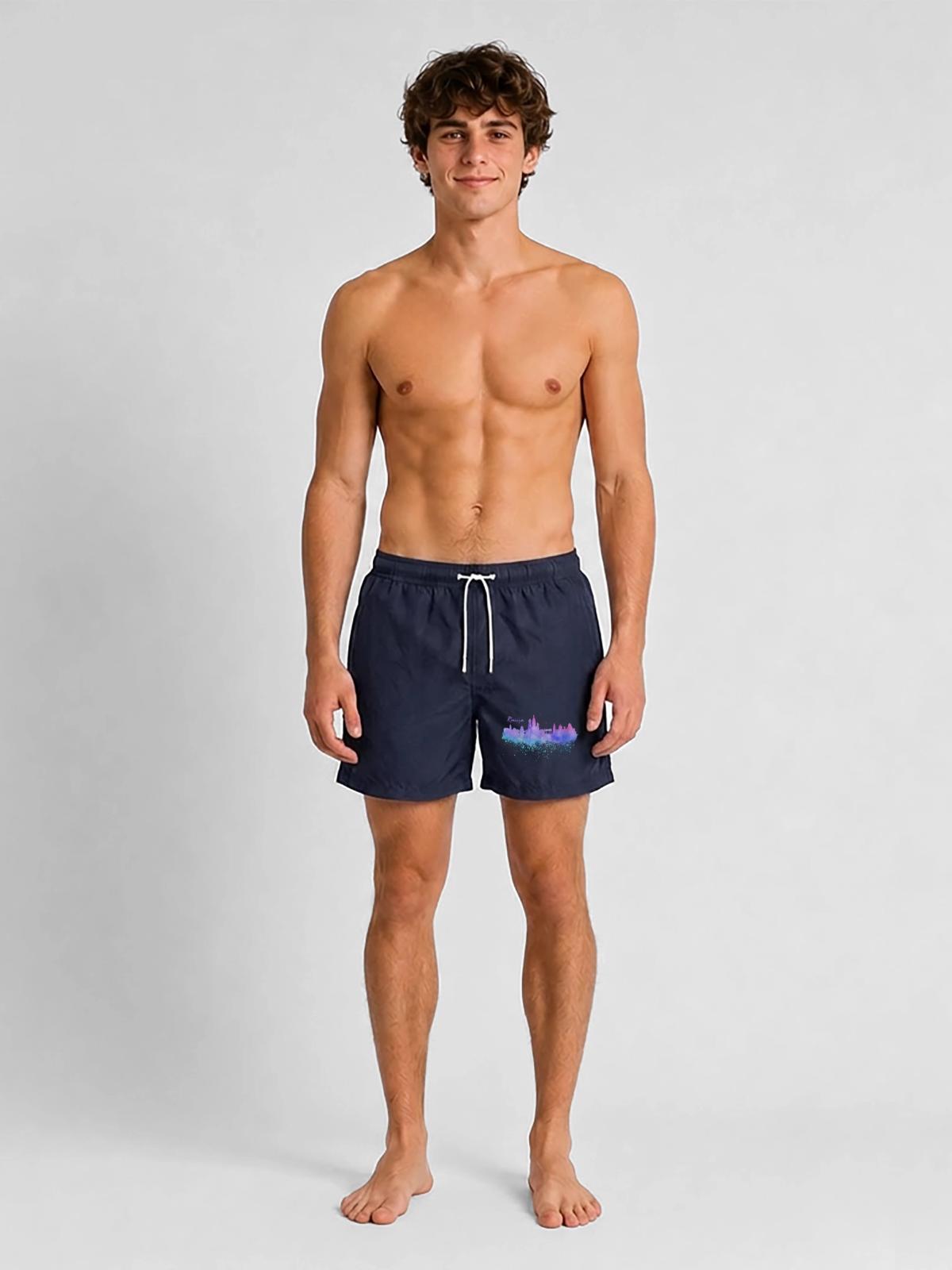 Russland - Badeshorts - French Navy - Vorne - AI Model Male 185 light (185cm)