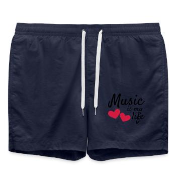 Music is my life - Badeshorts - French Navy - Vorne - AI Model Male 185 light (185cm)