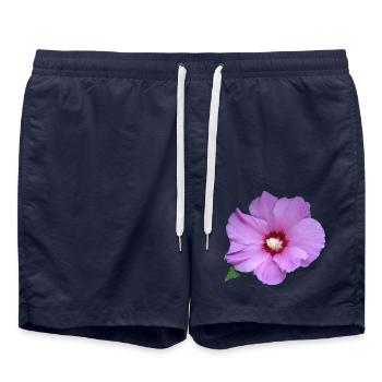 Rose rosa Blume Roseneibisch - Badeshorts - French Navy - Vorne - AI Model Male 185 light (185cm)