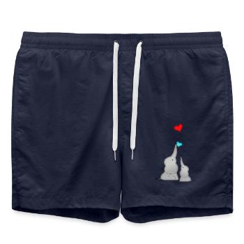 Elefanten Herz Luftballon Baby Geburtstag - Badeshorts - French Navy - Vorne - AI Model Male 185 light (185cm)