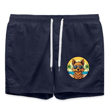 Australian Terrier Dog Breed Cartoon Sunglasses - Swim Trunks - french navy - Front - AI Model Male 185 light (185cm)