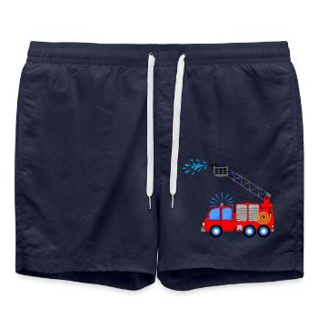 Fire engine with ladder and water children - Swim Trunks - french navy - Front - AI Model Male 185 light (185cm)