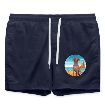 Weimaraner Hund Rasse Cartoon Kawaii Clipart Hund - Badeshorts - French Navy - Vorne - AI Model Male 185 light (185cm)