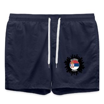 Belgrad Skyline Serbien Flagge Reise Souvenir - Badeshorts - French Navy - Vorne - AI Model Male 185 light (185cm)