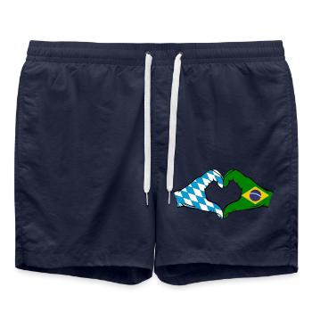 Bavière, Brésil, Drapeau, Mains, Forme Coeur - Short de bain - bleu marine - Devant - AI Model Male 185 light (185cm)