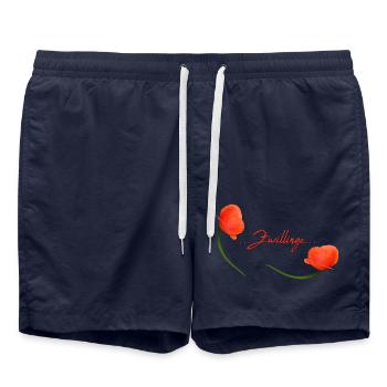 Zwillinge Mohn Klatschmohn Sternzeichen Zwillinge - Badeshorts - French Navy - Vorne - AI Model Male 185 light (185cm)