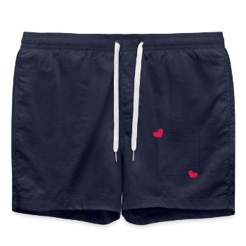 Herz Rahmen Ornament Linie Dekoration - Badeshorts - French Navy - Vorne - AI Model Male 185 light (185cm)