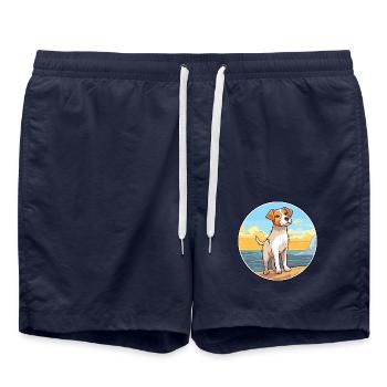 Parson Russell Terrier Hunderasse Cartoon Kawaii - Badeshorts - French Navy - Vorne - AI Model Male 185 light (185cm)