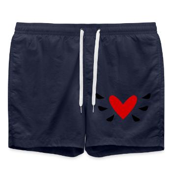 HERZ. HERZ. HERZ. KÜSSEN. SCHMATZEN. KÜSST. LÄCHELN. - Badeshorts - French Navy - Vorne - AI Model Male 185 light (185cm)