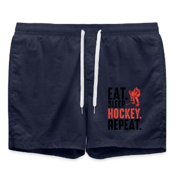 Red Hockey Player Silhouette - Swim Trunks - french navy - Front - AI Model Male 185 light (185cm)