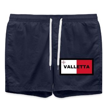 Valletta City in Malta Flag - Swim Trunks - french navy - Front - AI Model Male 185 light (185cm)