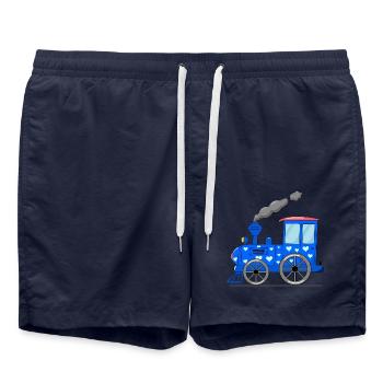 Train pour enfants bleu avec des cœurs - Short de bain - bleu marine - Devant - AI Model Male 185 light (185cm)
