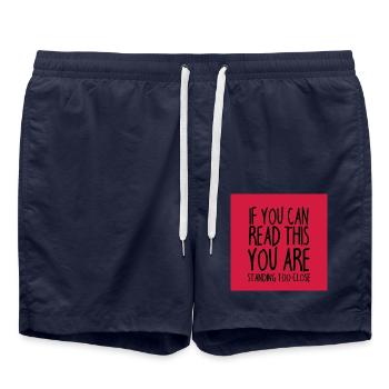 Mundschutz lustig Spruch - lustige Sprüche - Badeshorts - French Navy - Vorne - AI Model Male 185 light (185cm)