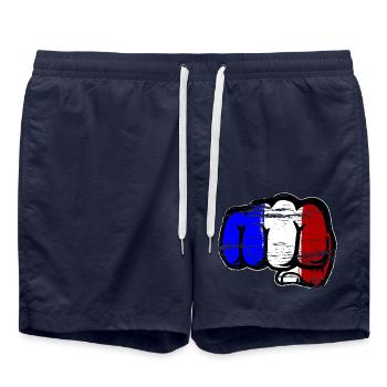 Frankreich Flagge Hand Faust used - Badeshorts - French Navy - Vorne - AI Model Male 185 light (185cm)