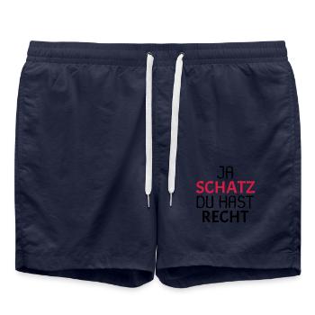 Ja Schatz du hast recht - Badeshorts - French Navy - Vorne - AI Model Male 185 light (185cm)