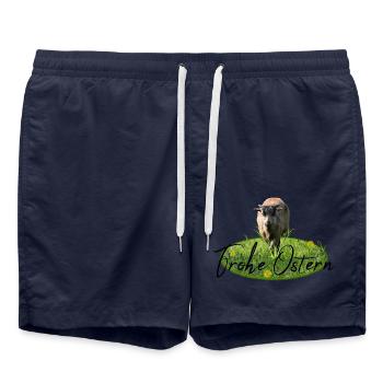 Frohe Ostern Lamm - Badeshorts - French Navy - Vorne - AI Model Male 185 light (185cm)