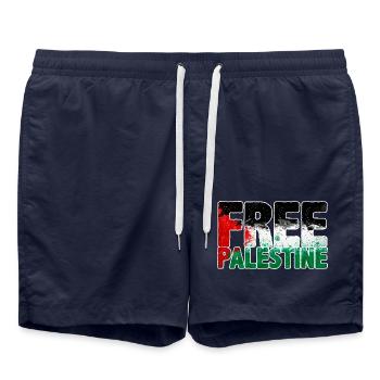 free Palestine - Swim Trunks - french navy - Front - AI Model Male 185 light (185cm)