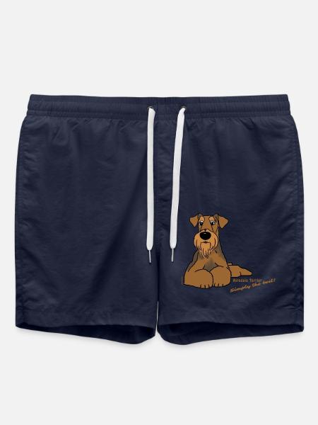 Airedale Terrier liegend - Badeshorts - French Navy