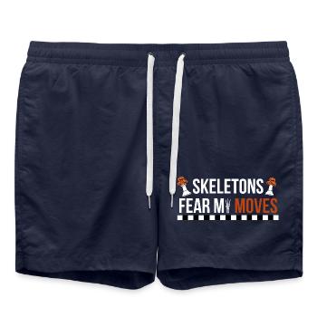 Skelett Angst vor meinen Zügen Halloween-Schach - Badeshorts - French Navy - Vorne - AI Model Male 185 light (185cm)