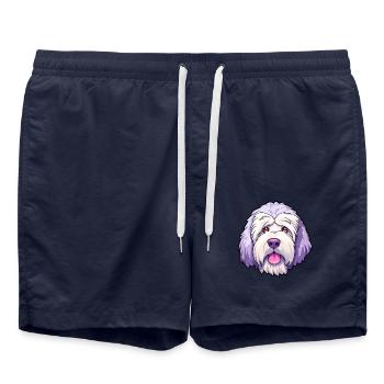 Alter englischer Schäferhund Hund Rasse Cartoon Kawaii Illu - Badeshorts - French Navy - Vorne - AI Model Male 185 light (185cm)