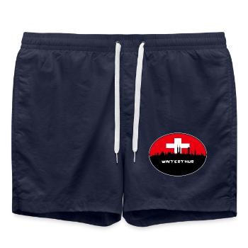 Winterthur Schweiz Flagge Skyline Silhouette Tra - Badeshorts - French Navy - Vorne - AI Model Male 185 light (185cm)