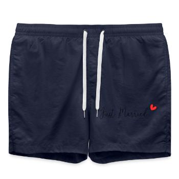 JUST MARRIED. ES LEBE DIE EHE. VALENTINSTAG - Badeshorts - French Navy - Vorne - AI Model Male 185 light (185cm)