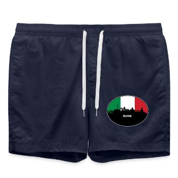 Rom Italien Flagge Skyline Reise Souvenir - Badeshorts - French Navy - Vorne - AI Model Male 185 light (185cm)