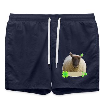süßes Schaf mit Klee Glücksschaf Glück - Badeshorts - French Navy - Vorne - AI Model Male 185 light (185cm)