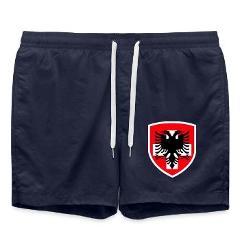 Albanien - Schweiz - Kosovo - Badeshorts - French Navy - Vorne - AI Model Male 185 light (185cm)