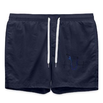 Herzschlag Stethoskop - EKG Linie für Ärzte - Badeshorts - French Navy - Vorne - AI Model Male 185 light (185cm)