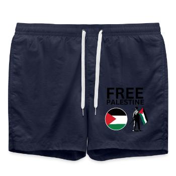 Free Palestine | Guy with palestine flag - Badeshorts - French Navy - Vorne - AI Model Male 185 light (185cm)