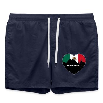 Monterrey Mexiko Flagge Skyline Reise Souvenir - Badeshorts - French Navy - Vorne - AI Model Male 185 light (185cm)